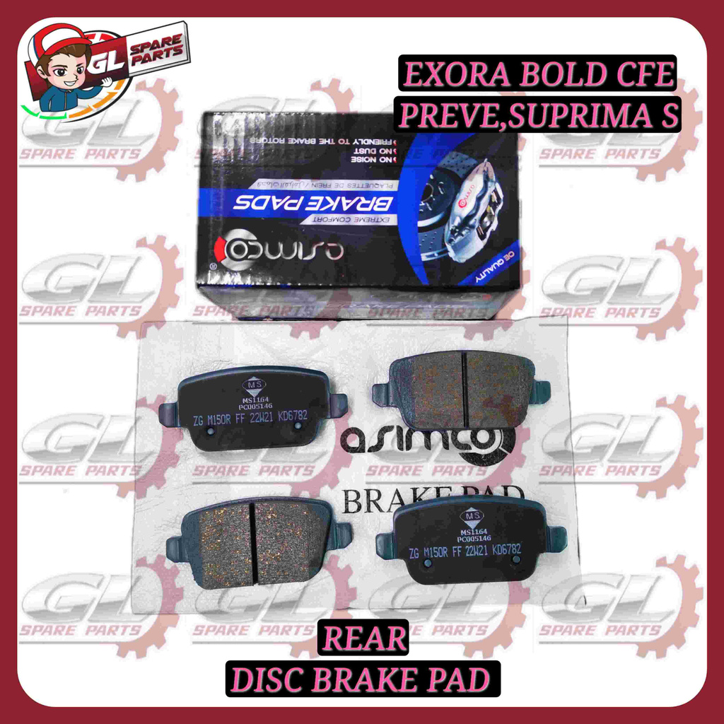 PROTON EXORA BOLD TURBO CFE PREVE SUPRIMA S DISC BRAKE PAD (REAR ...