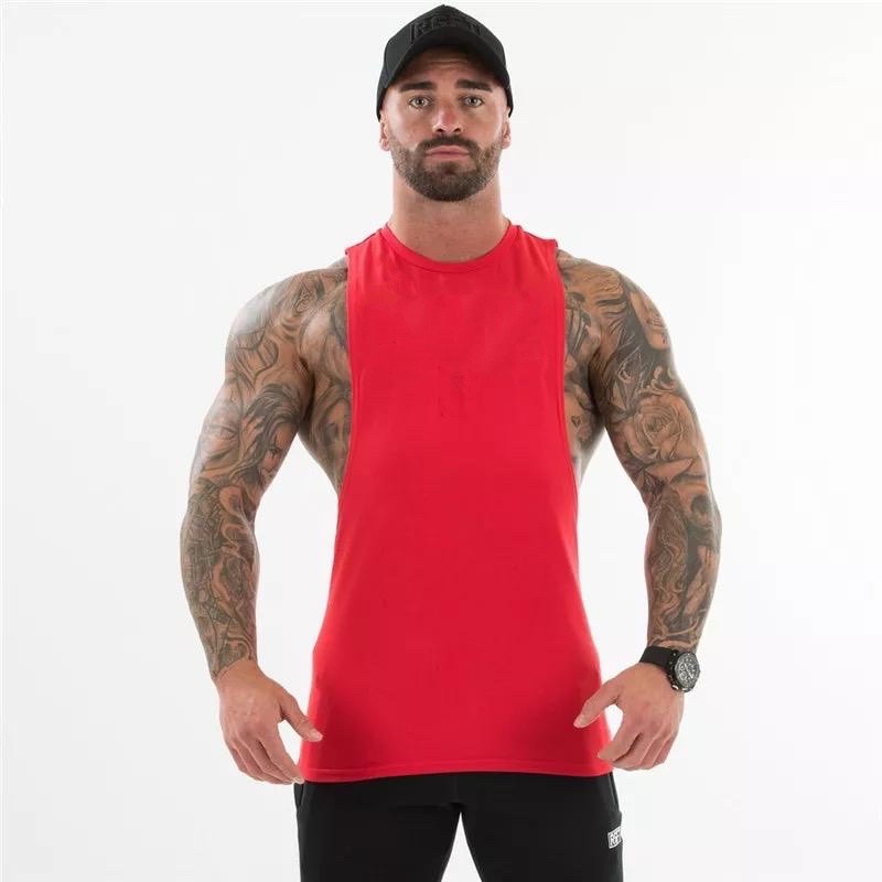 MERAH Lowcut RED Singlet Gym Fitness Men's Training T-shirt plain ...