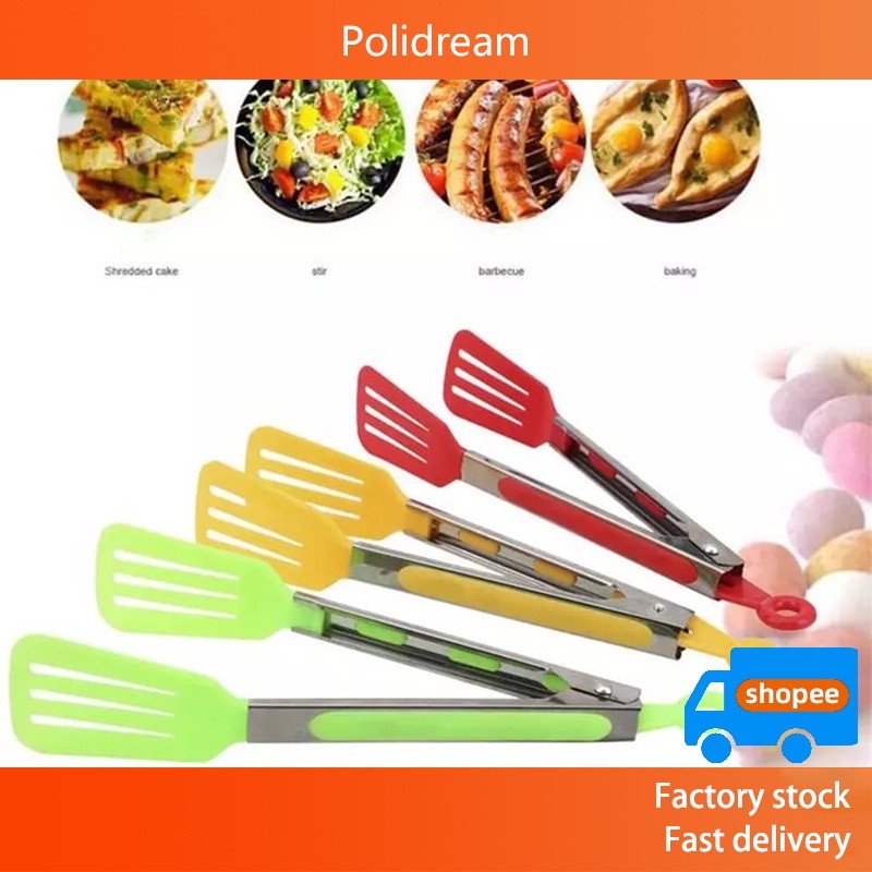 Tongs ng Pagkain sa BBQ na May Kulay na Stainless Steel, Tinapay, Salad