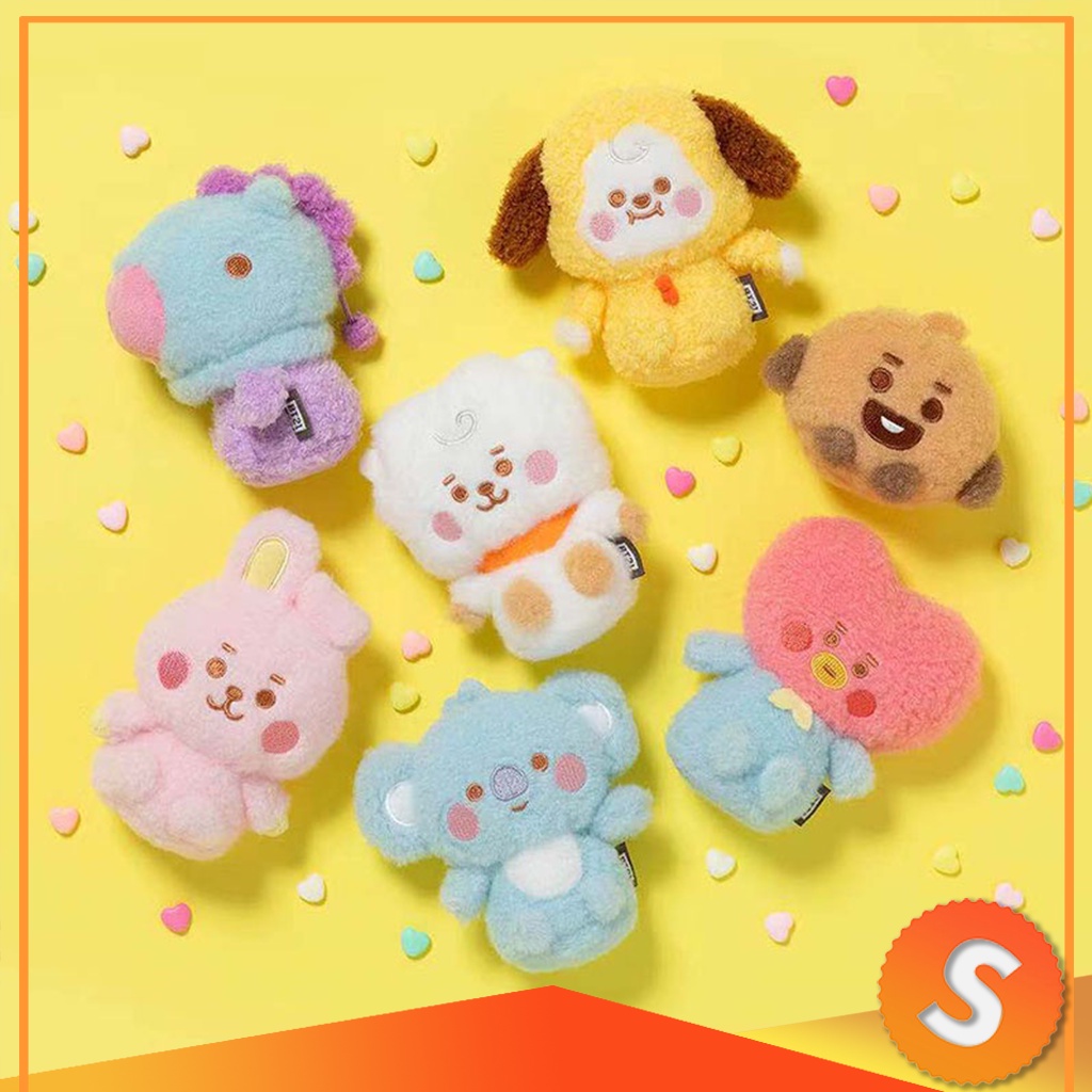 Kpop BTS BT21 Plush Doll Cute Toys Soft Keychain Key Ring Charm Pendant ...