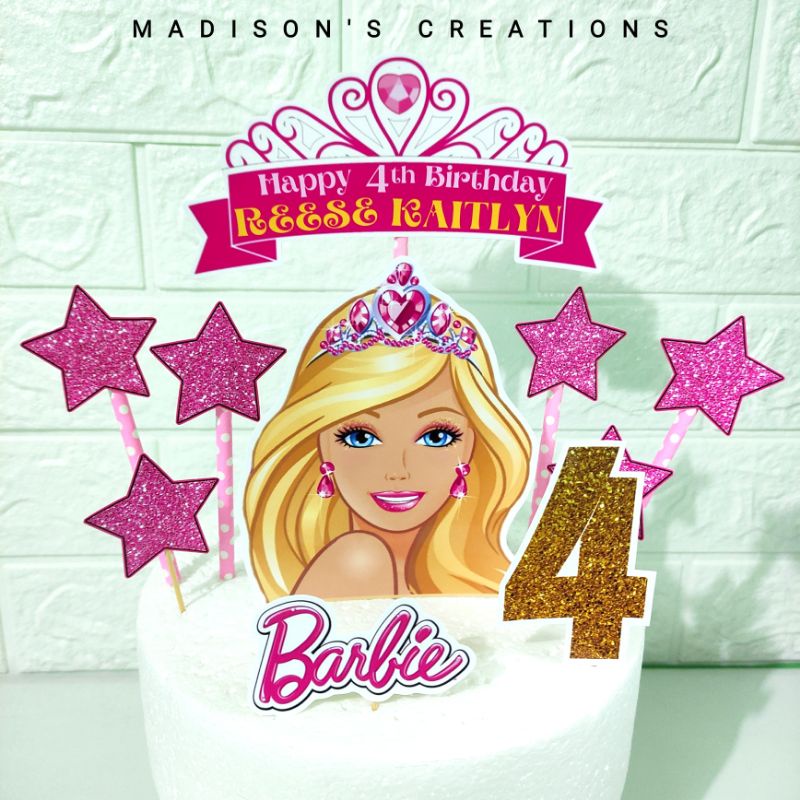 Barbie Star Princess Party Cake Topper/Banner, Backdrop Set ...