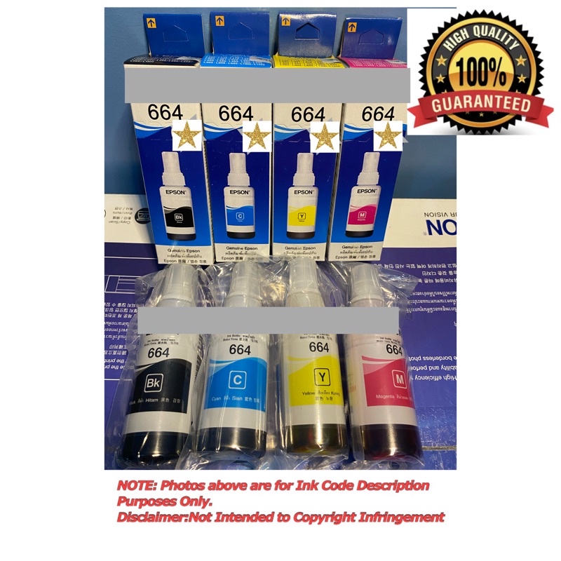 664 Ink Bk C Y M 1 set Compatible for printer L360 L120 L121 L565 ...