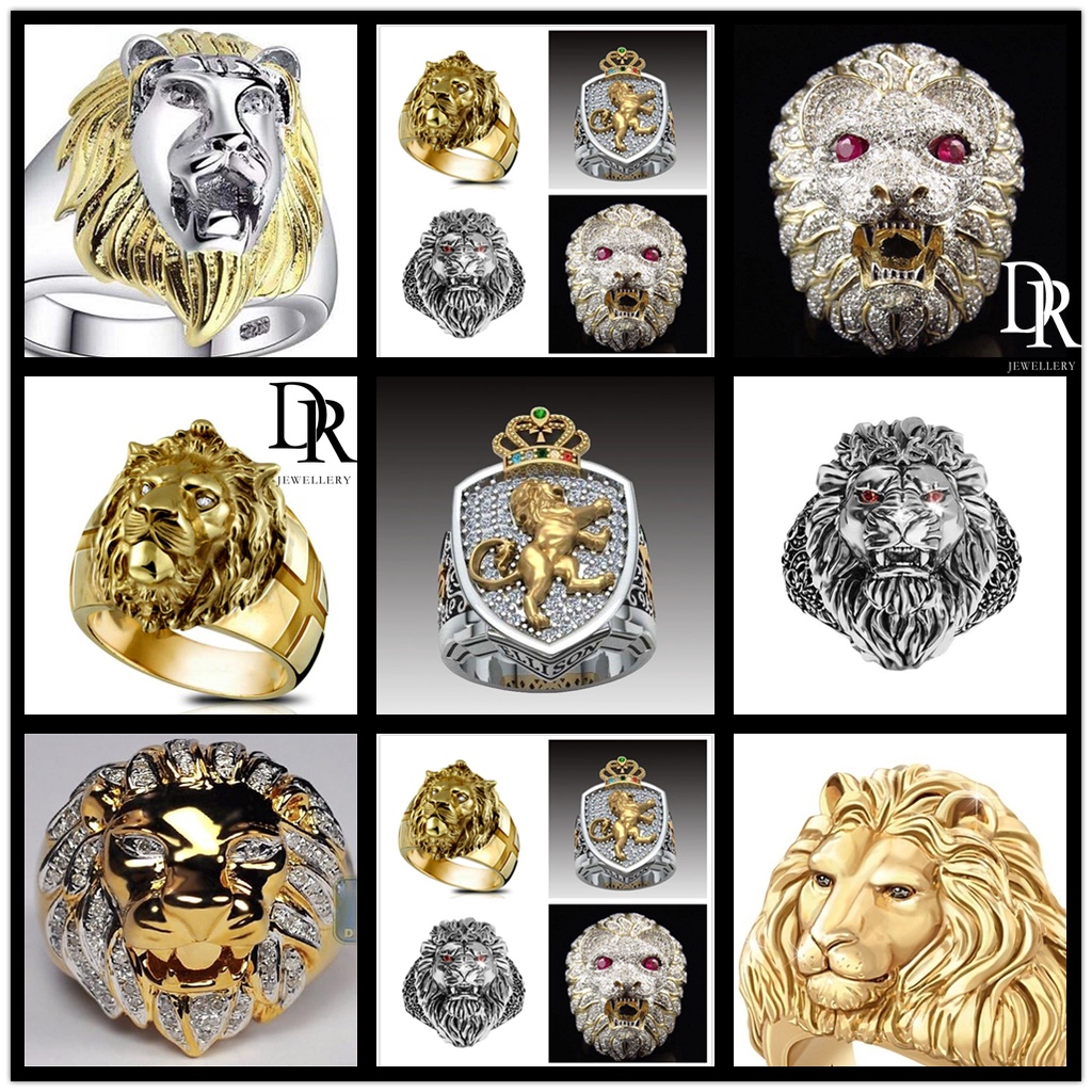 DR Jewelry Fashion Korean Accessories Men Stainless Punk Rings Golden ...