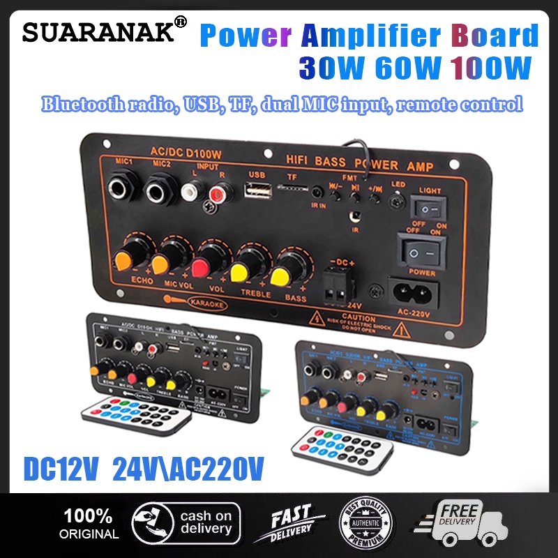 Power Amplifier Board 220V 12V 24V 30W 60W 100W Digital Bluetooth 5.0