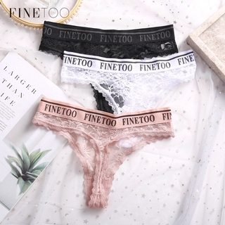 Finetoo Panty Women Thong Lace Spandex G-String Sexy Underwear For