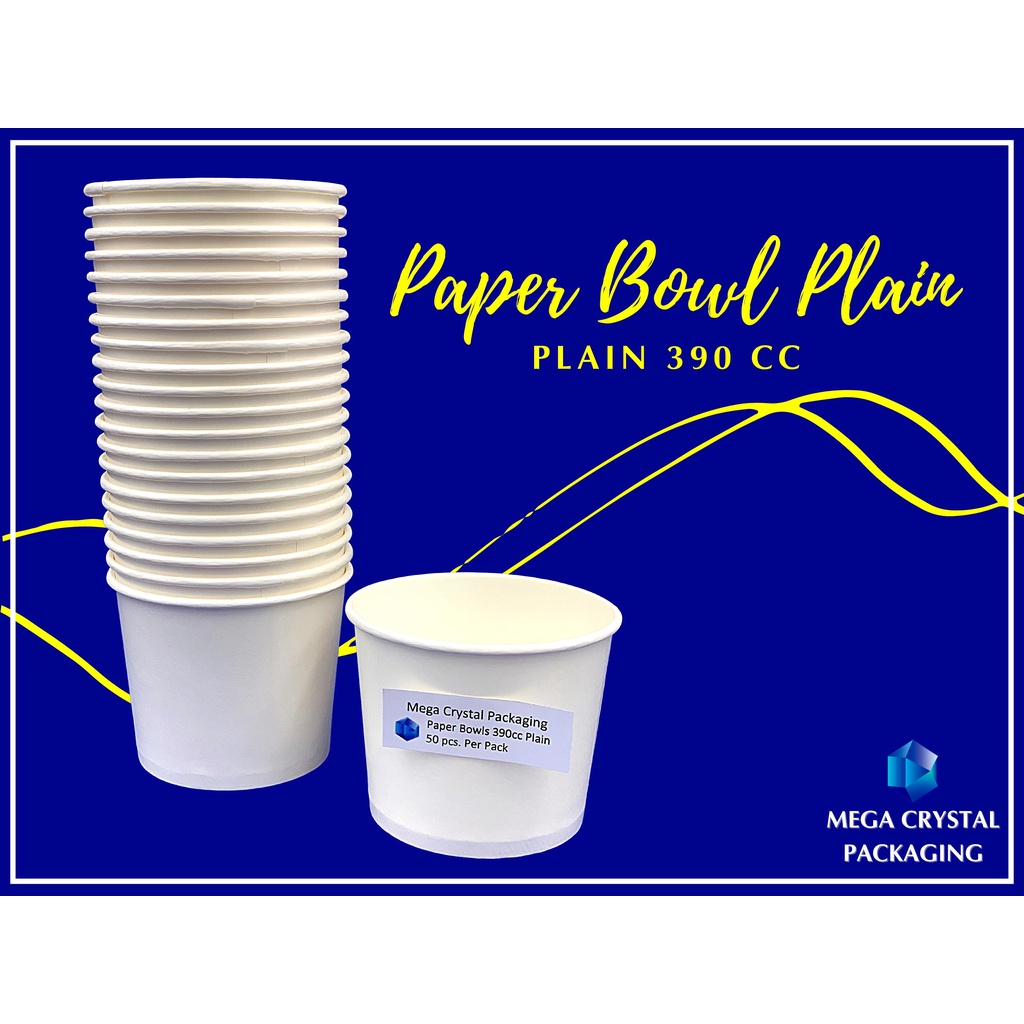 [ 50 Pcs. ] Paper Bowl Plain and Printed 390 CC with/without PP Lid ...