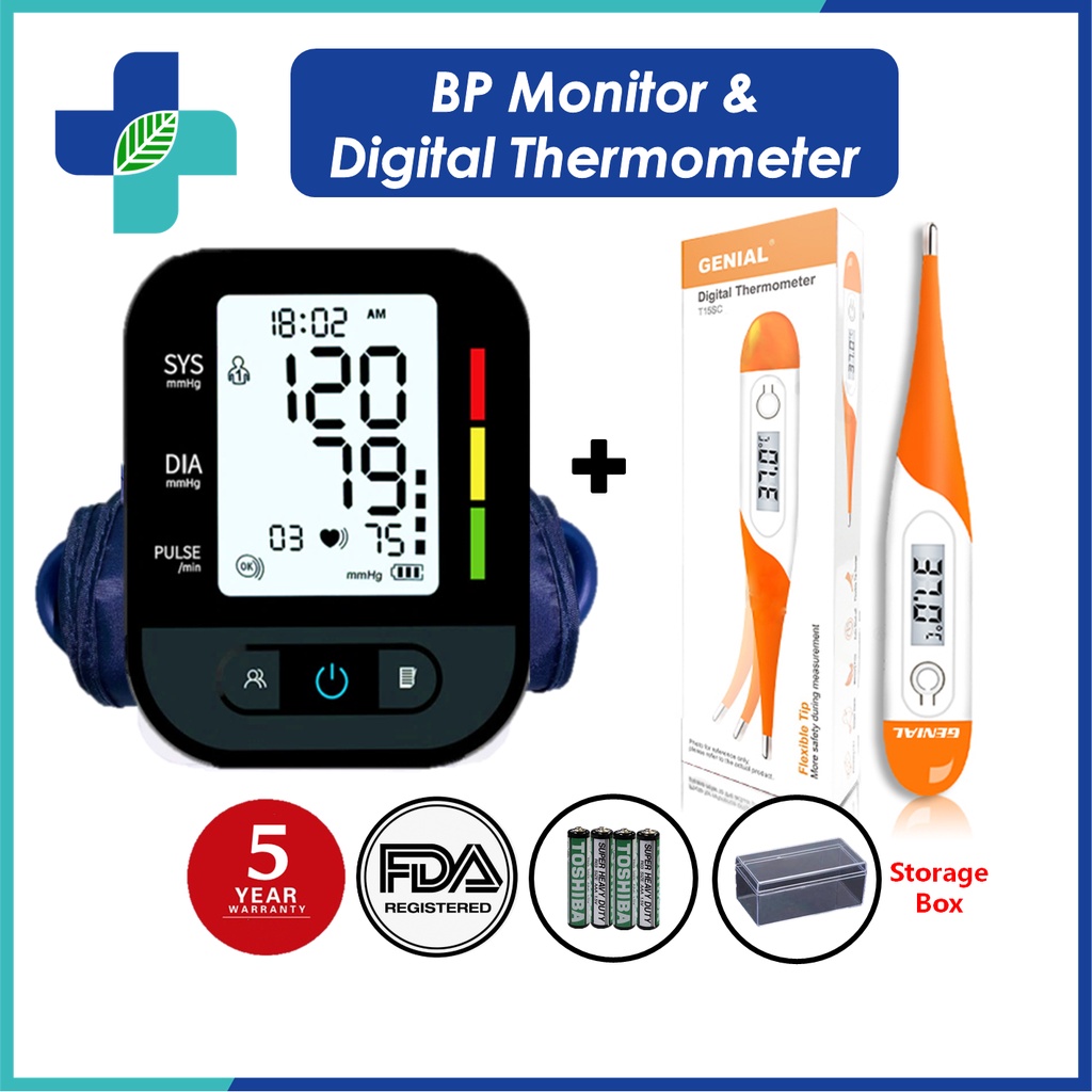 NewAnt 30F Blood Pressure Digital Monitor Bp And Thermometer With Soft ...