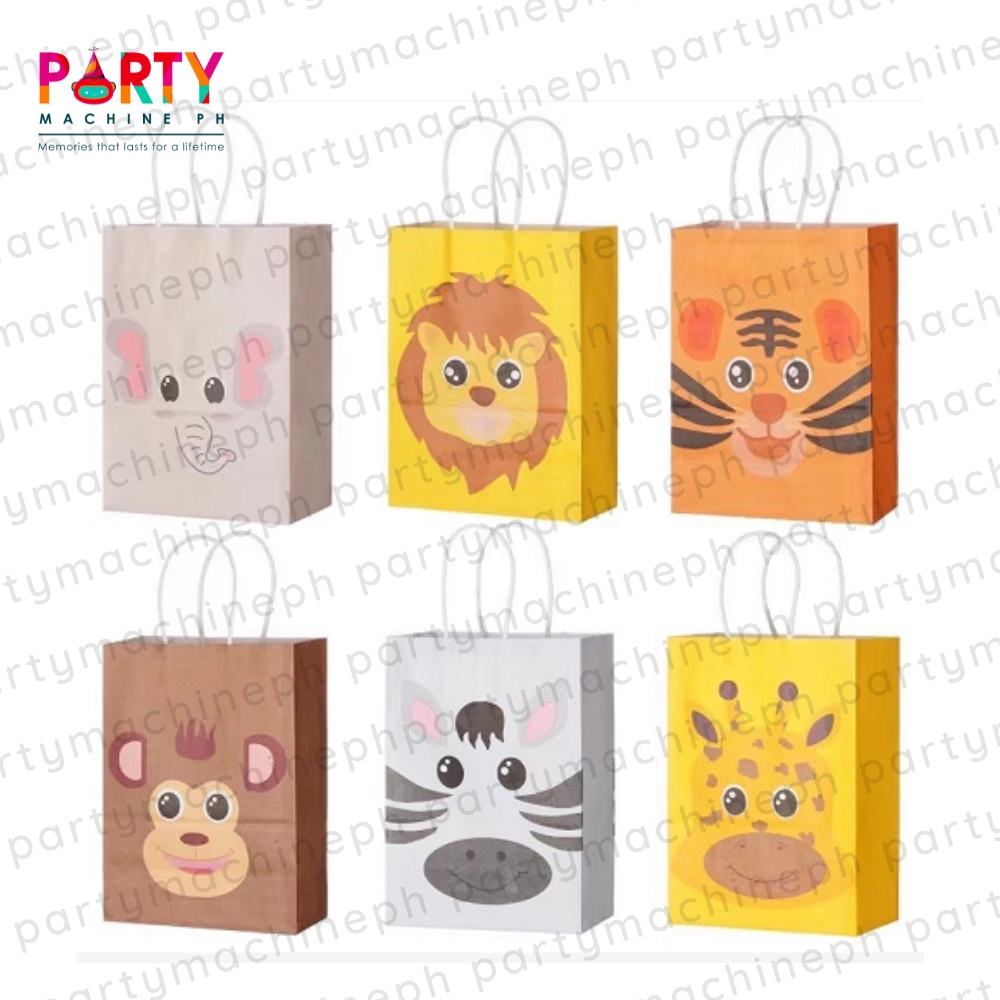 12pcs Jungle Safari Animal Paper Bag / Jungle Safari Animals Gift Bag