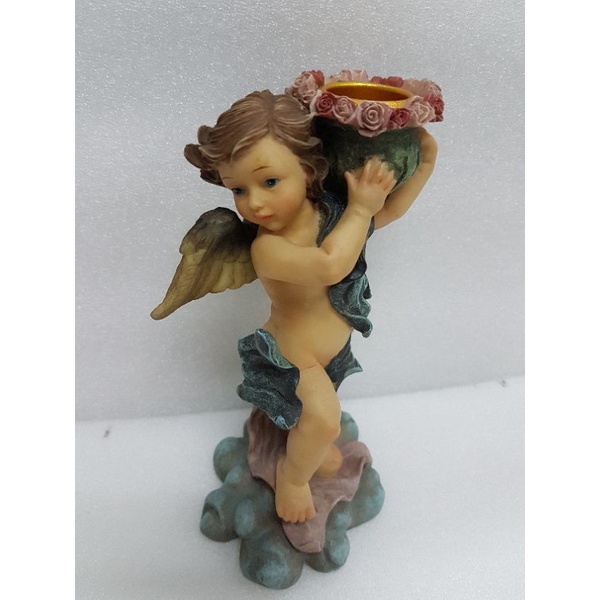 5 inch POLY ANTIQUE ANGEL WITH CANDLE HOLDER asstd design | Shopee ...