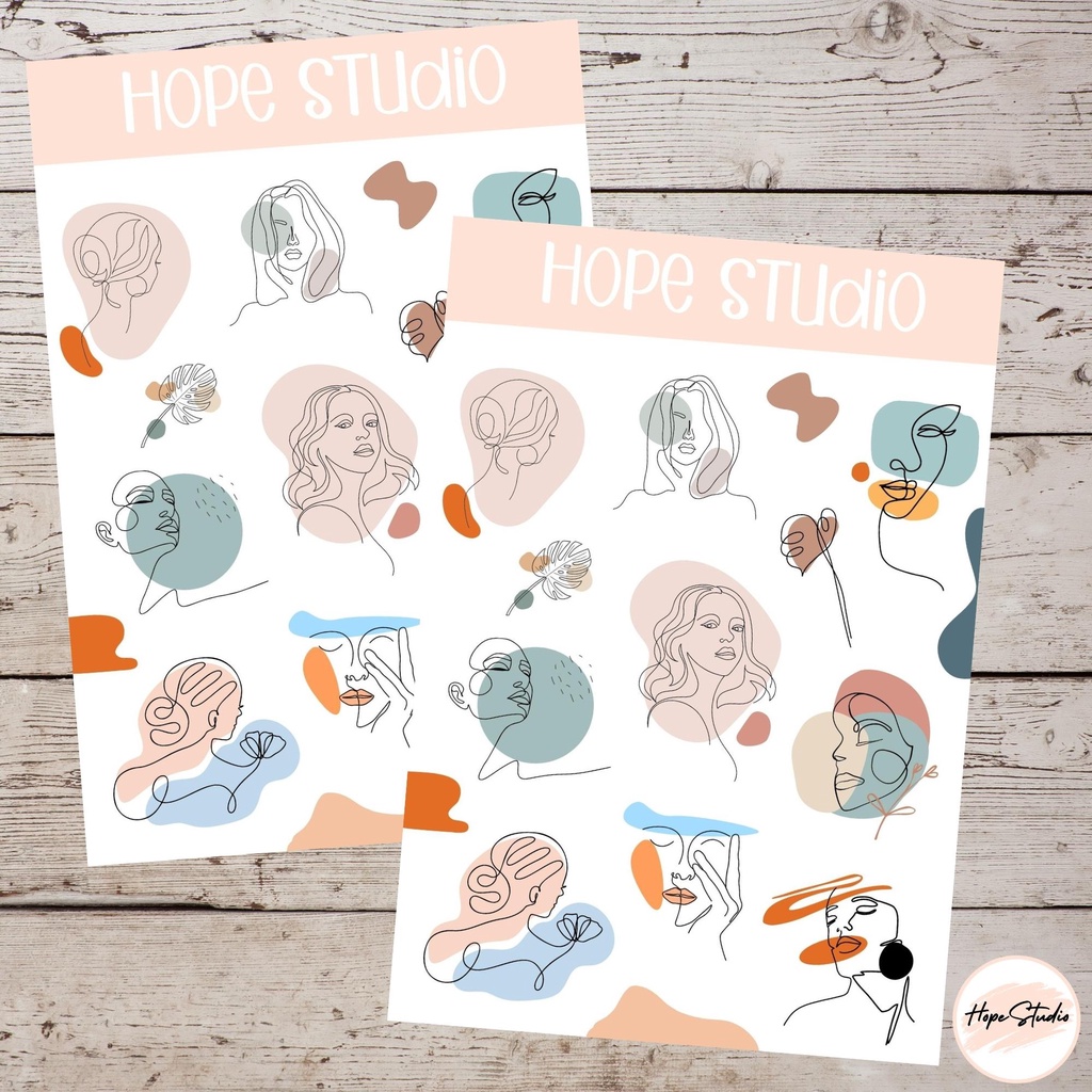 HS225 - Woman Line Art Aesthetic Sticker | Shopee Philippines
