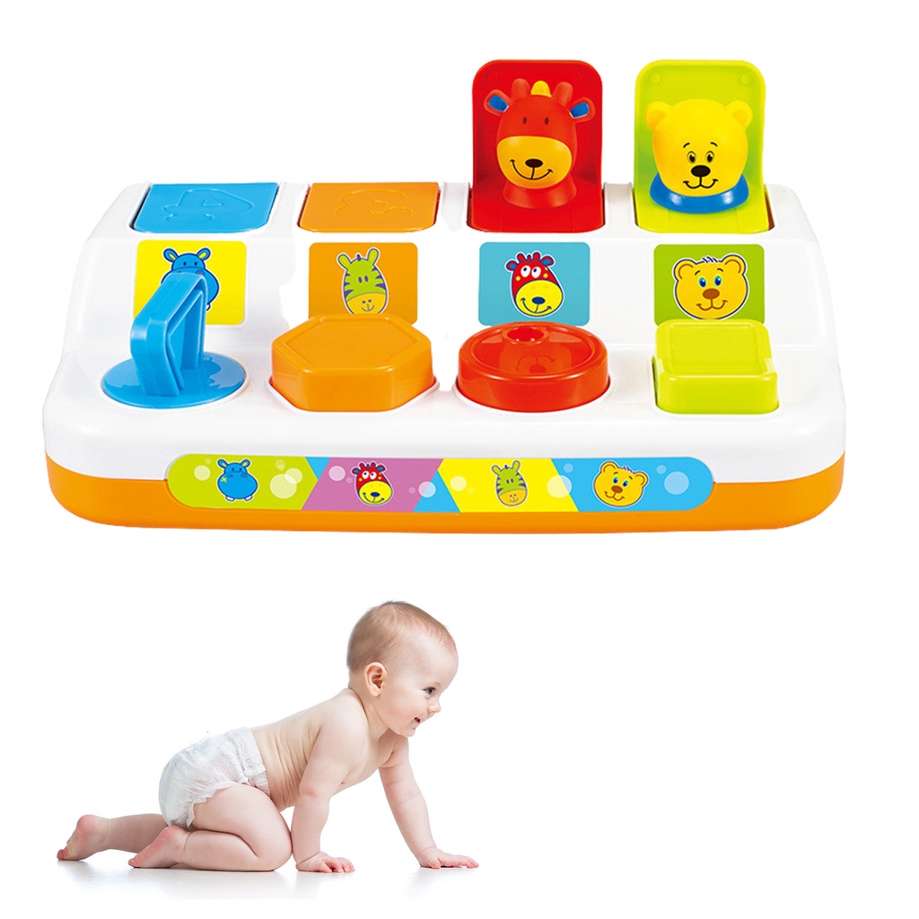 Baby Interactive Popup Animals Toy Button Box Baby Intelligence Push 