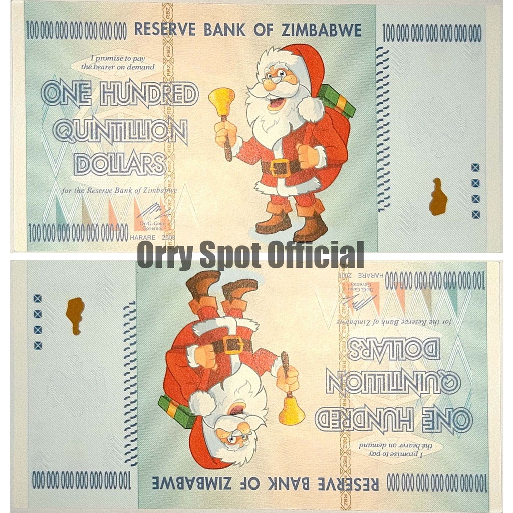 SOURVENIR MONEY FANTASY NOTE ZIMBABWE 100 QUINTILLION SANTA/ | Shopee ...