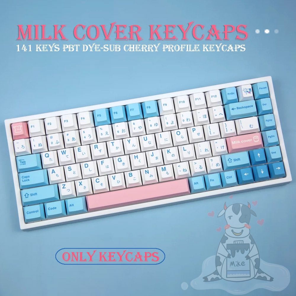 141 Key PBT Keycap DYE-SUB Cherry Profile Personalized Milk Cover ...