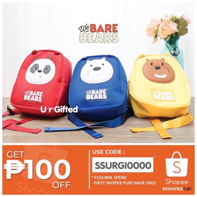 Miniso we bare bears on sale bag