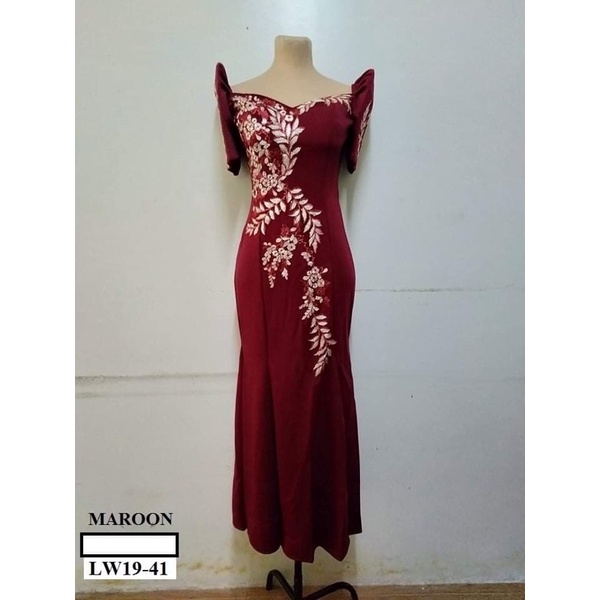 Metiza Long Gown / Filipiniana Neoprene | Shopee Philippines