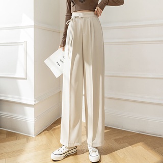 Drape Suit Pants Wide-Leg Women's Summer Straight Loose High-End Design  Niche Lace-Up