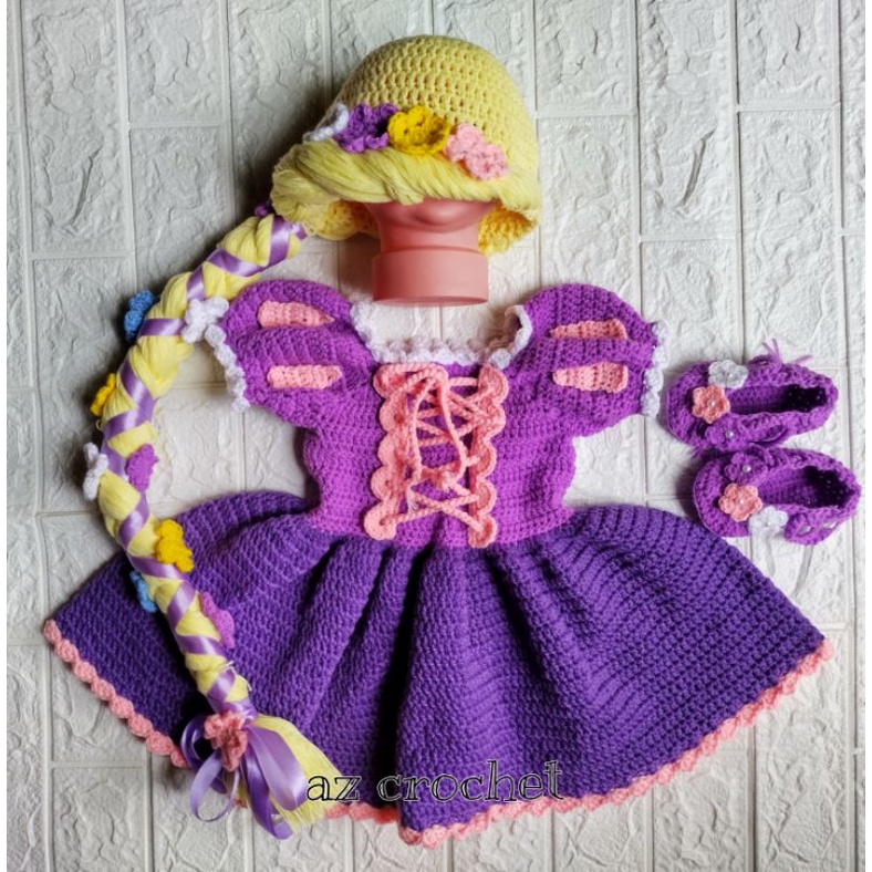 crochet rapunzel dress Crocheted Rapunzel Halloween Costume