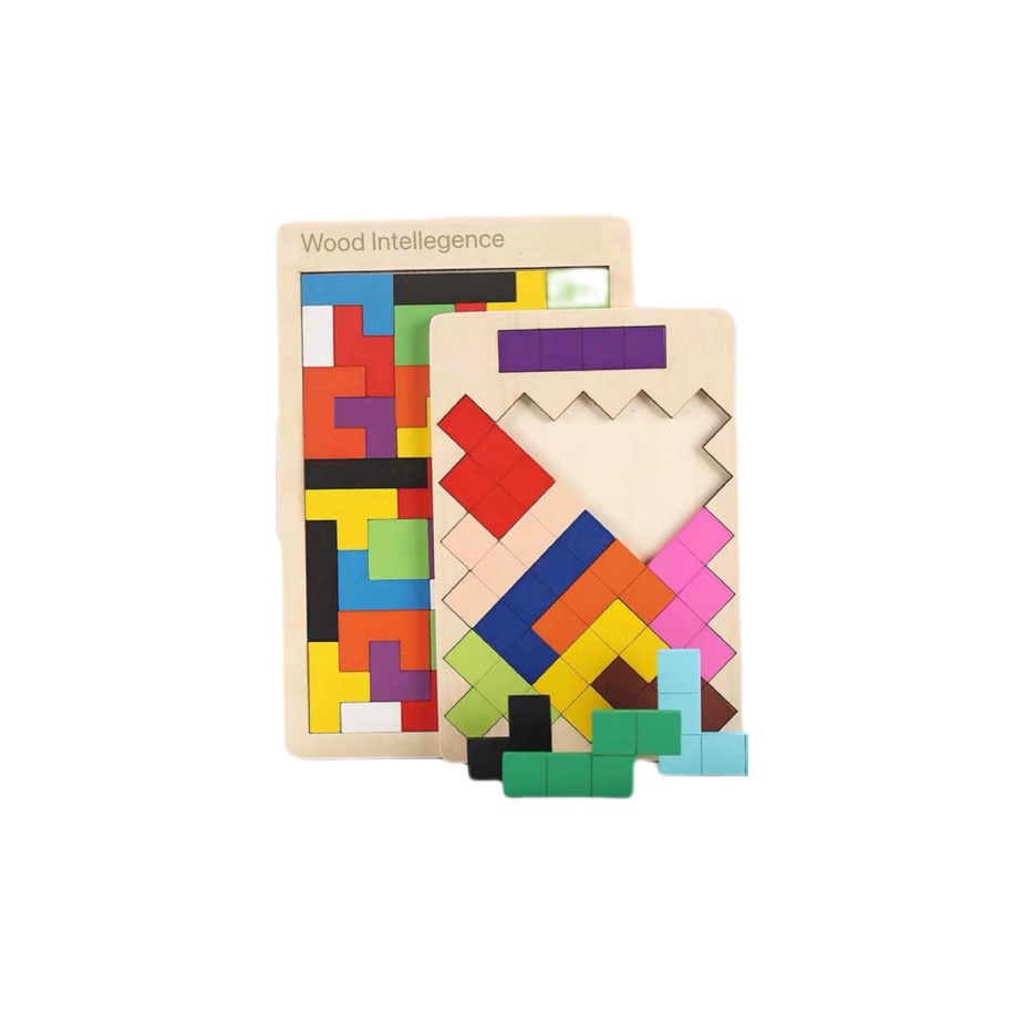 Wooden Tetris puzzle 3D children's building blocks puzzle board
