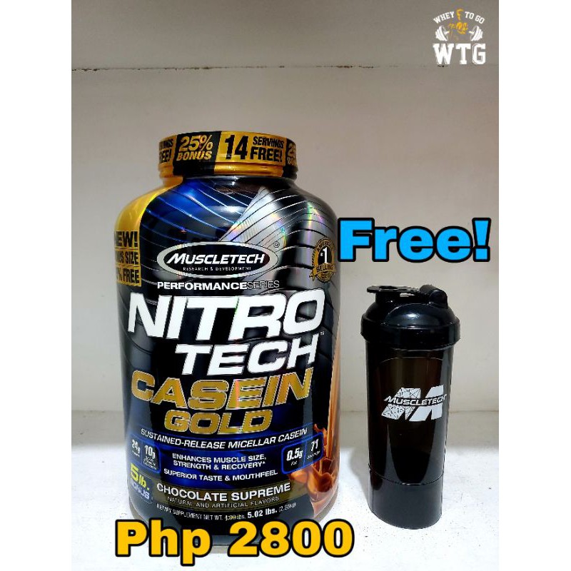 Muscletech Nitrotech Casein Gold 5lbs + Free shaker! | Shopee Philippines