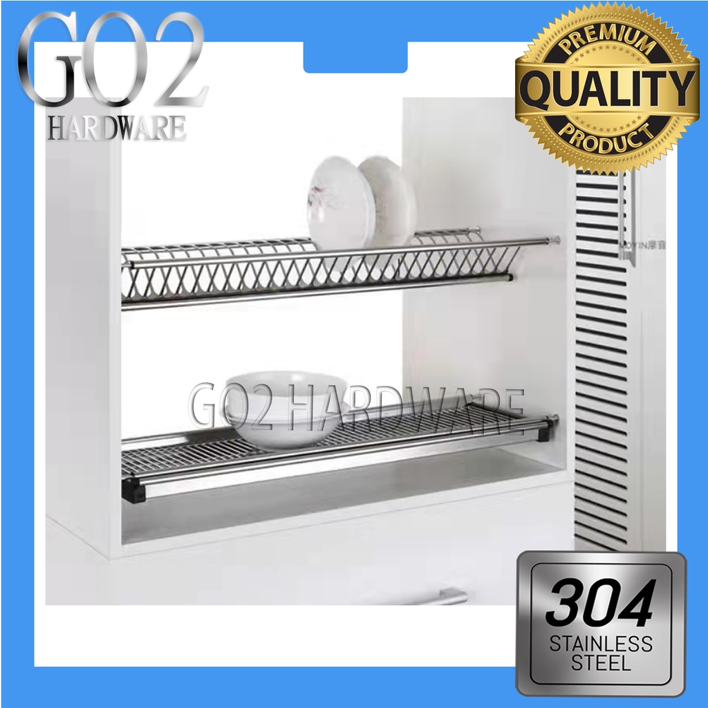 304 Stainless Steel Kitchen Pull Out Basket Dish Organizer (2pcs