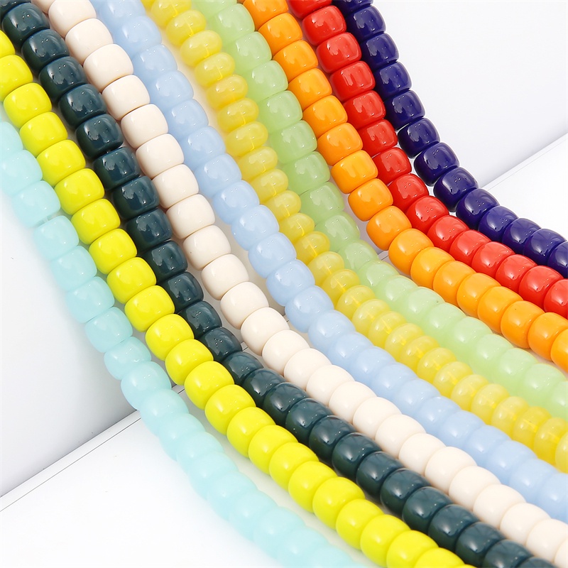 65pcs New Bulk Jewelry Beads Glass Smooth Barrel Beads For DIY Jewelry