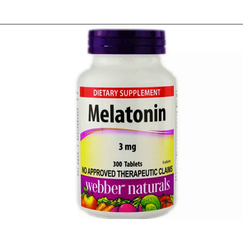 Webber Naturals Melatonin 3mg x 300 Peppermint Flavor Sublingual ...
