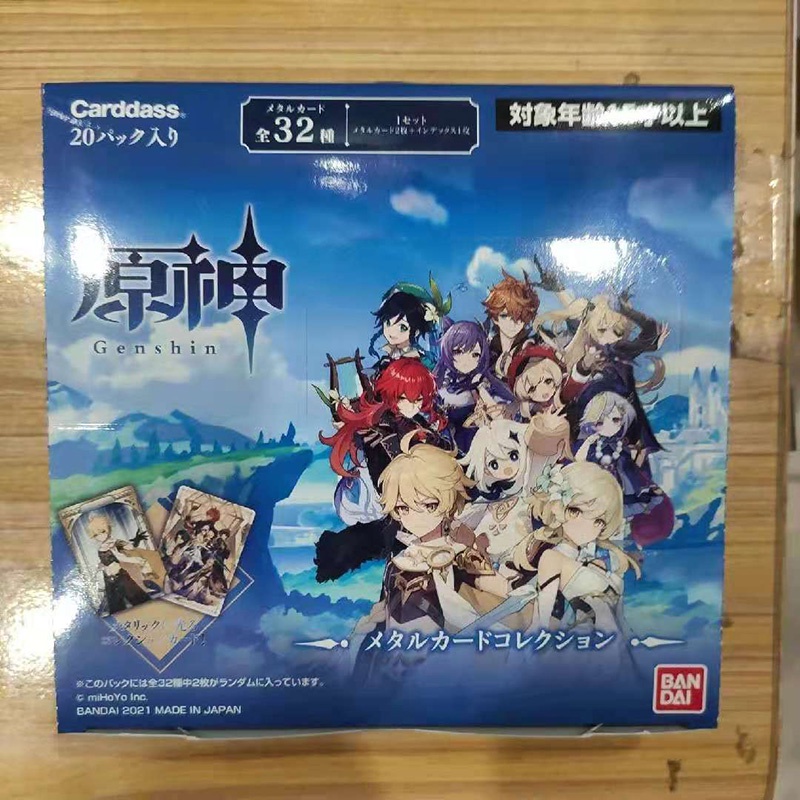 40Pcs Genshin Impact Cards Bandai Metal Card Collection Blind Box Diluc