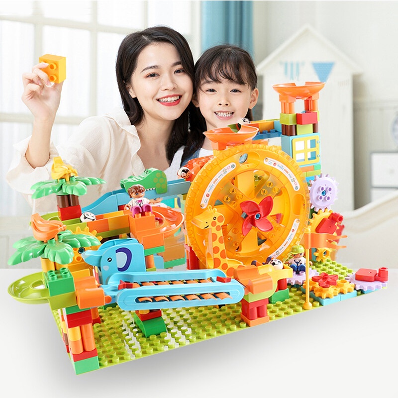 284PCS Large Piano Slide Gear Rolling Wheels Marble Run Building Blocks