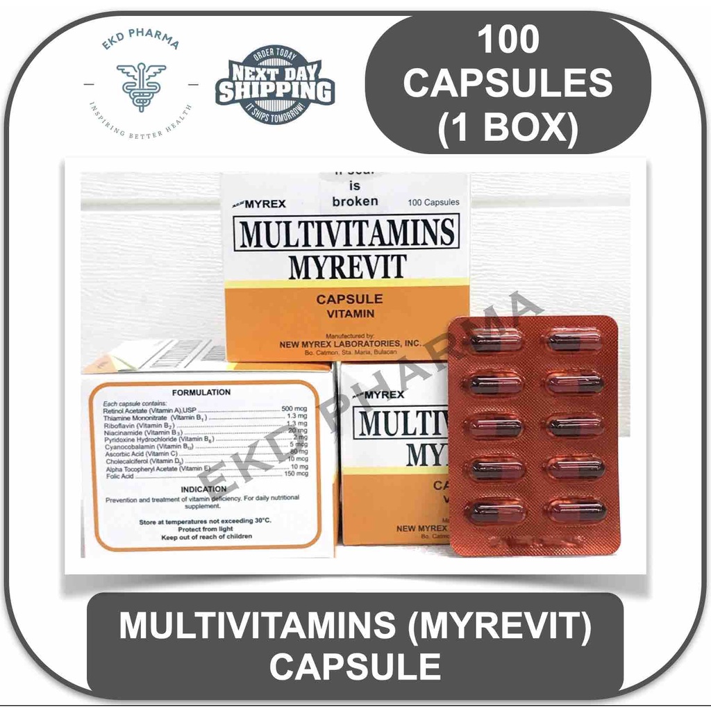 Multivitamins MYREVIT Capsule 1 box [100 capsules] Shopee Philippines
