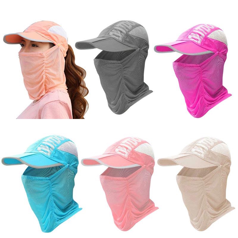 Outdoor Sun Protection Cap with Face Cover Foldable Anti-UV Summer ...