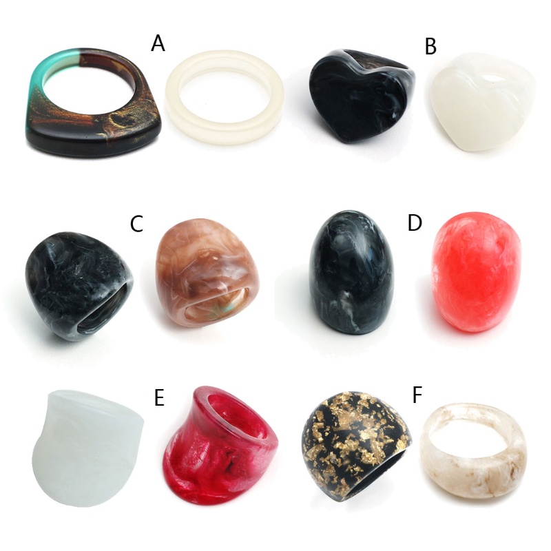 blg 2 Pcs Exquisite Acrylic Rings Resin Stackable Kit Jewelry for Party ...