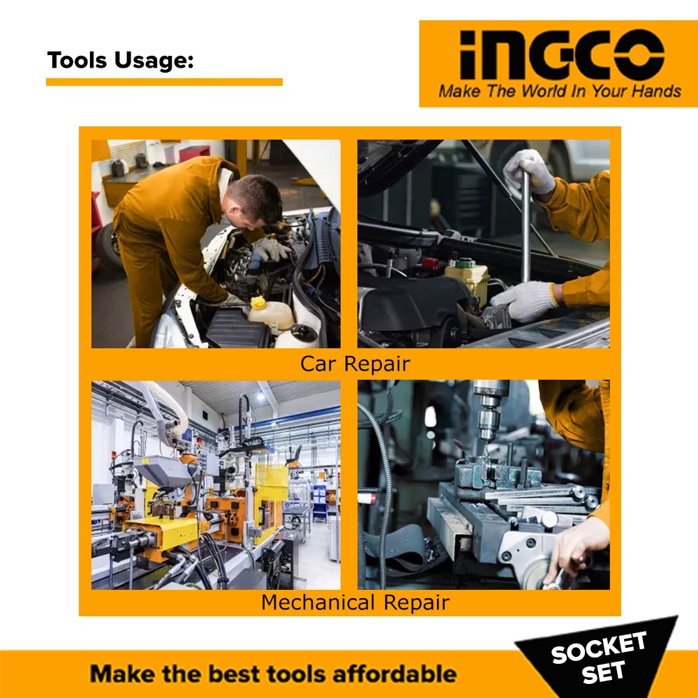 Ingco 44pcs/46pcs Socket Wrench Set 1/4'' & 1/2'' Drive Ratchet Tool ...