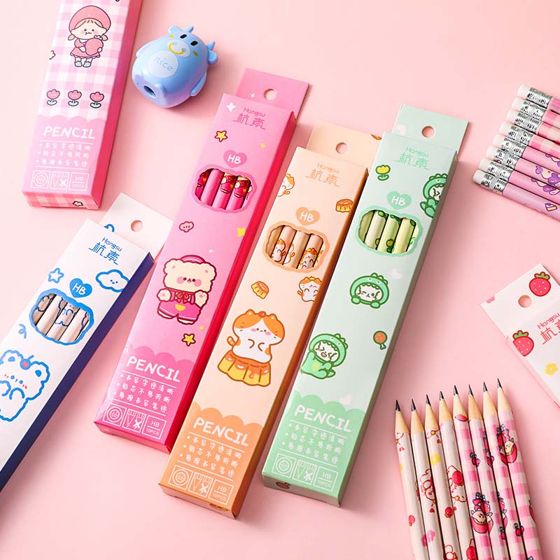 10Pcs/Set Kawaii Cartoon Pencil HB Sketch Items Drawing Stationery