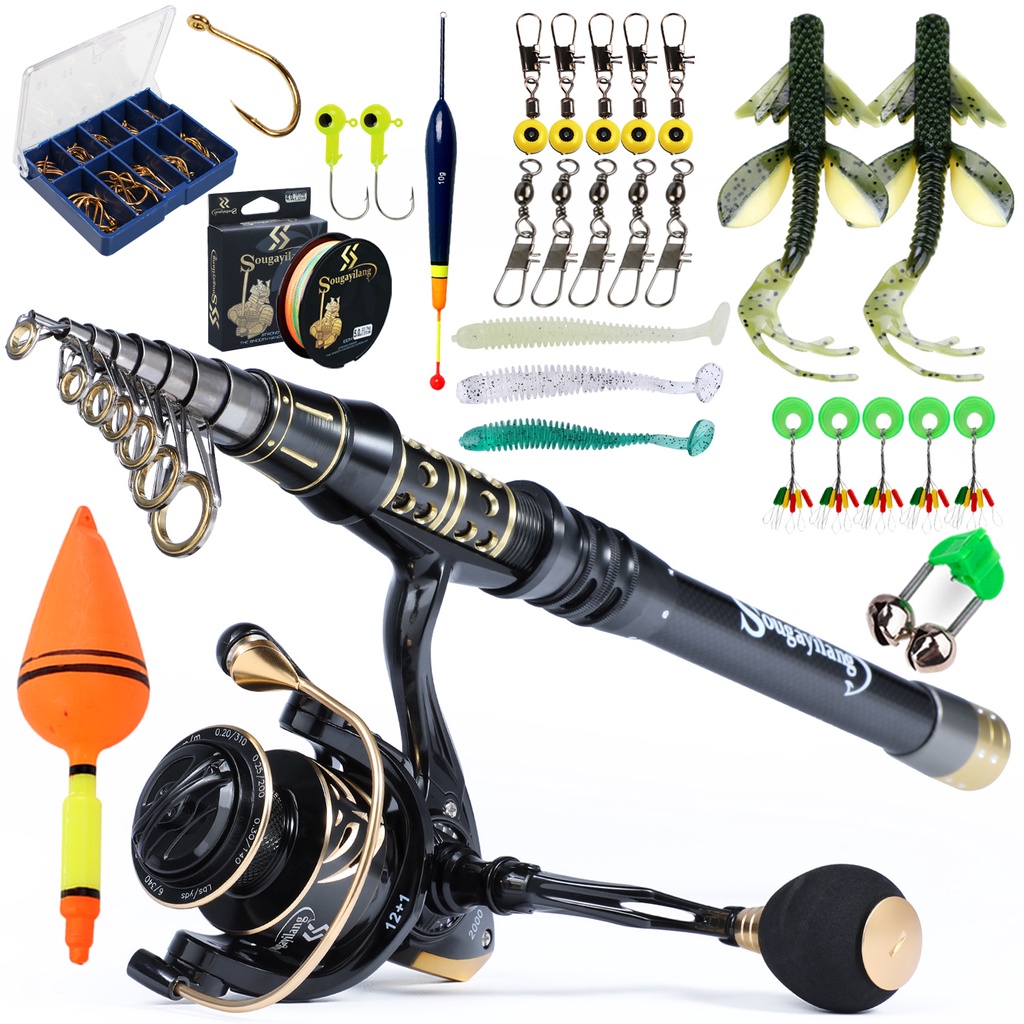 Sougayilang 1.5M 3.0M Fishing Rod and Reel Combo Telescopic Spinning Fishing Rod Set with