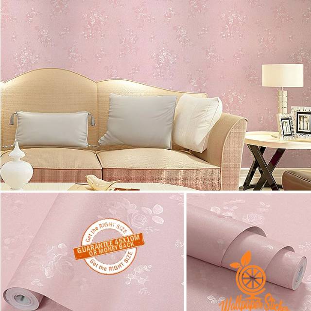 Plain Pink Wall Wallpaper - Wallpaper Sticker Wall 45cm X 10m | Shopee ...