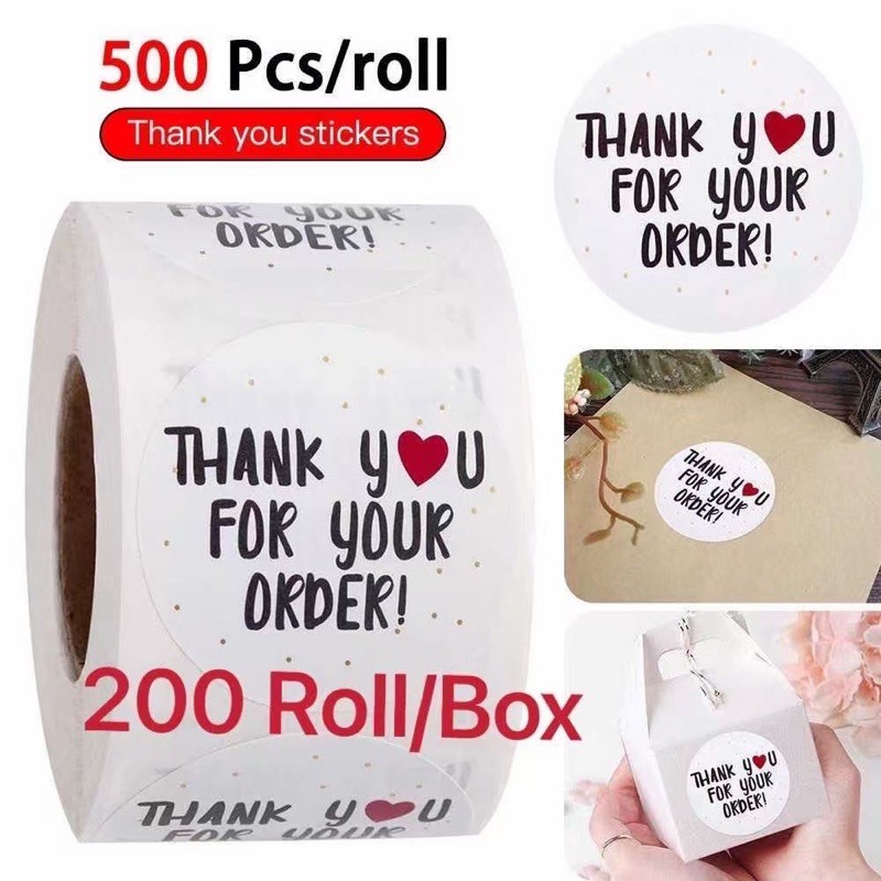 THE NEW 1Roll 500 pcs Thank You Thankyou Flower Round Seal Sticker Tags ...