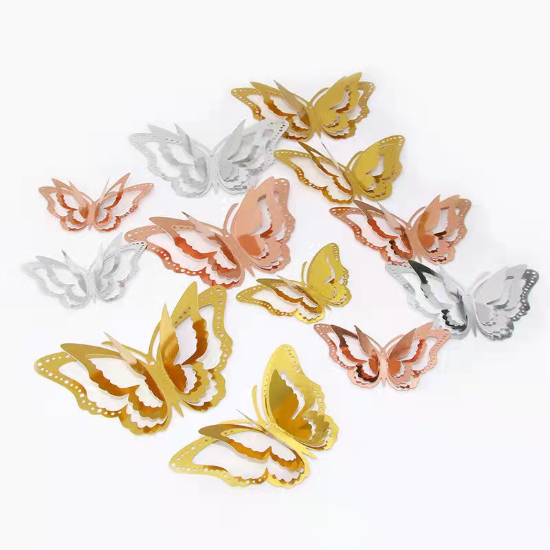 12pcs/pack New 3D Hollow Butterfly Wall Stickers Living Room DIY Home ...