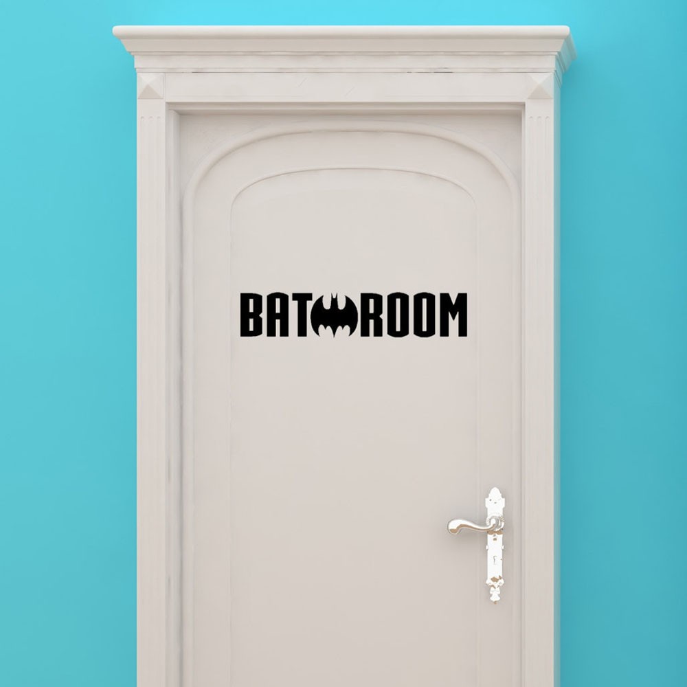 Bat Batman Bathroom Wall Decal Toilet Door Decoration Decals Art Mural ...