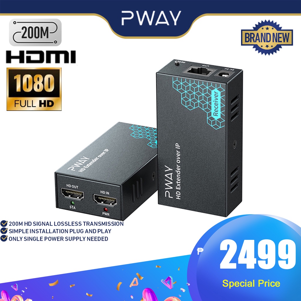 PWAY HDMI Extender Up To 200m 1080P60HZ HD Video Support EDID Local