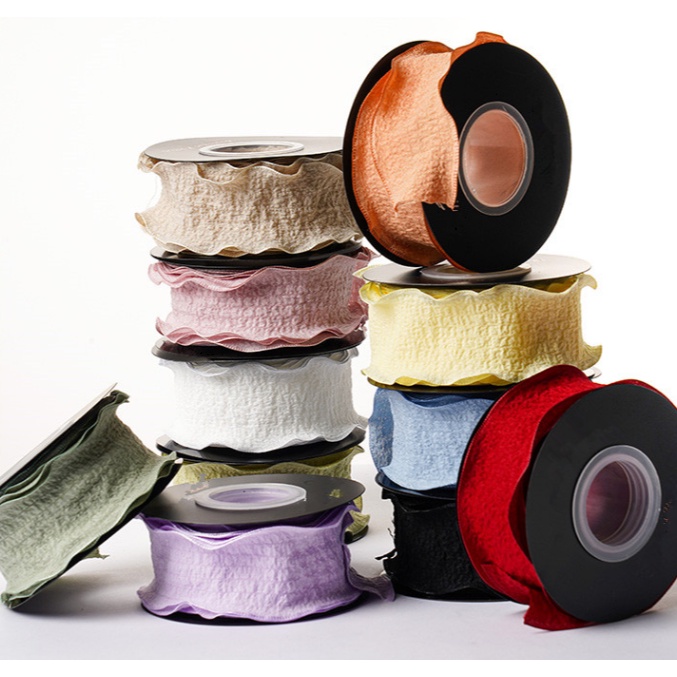 4cmx9m | 1ROLL Wrinkled Lace Ribbon Packaging Ribbon Gift Box Diy ...