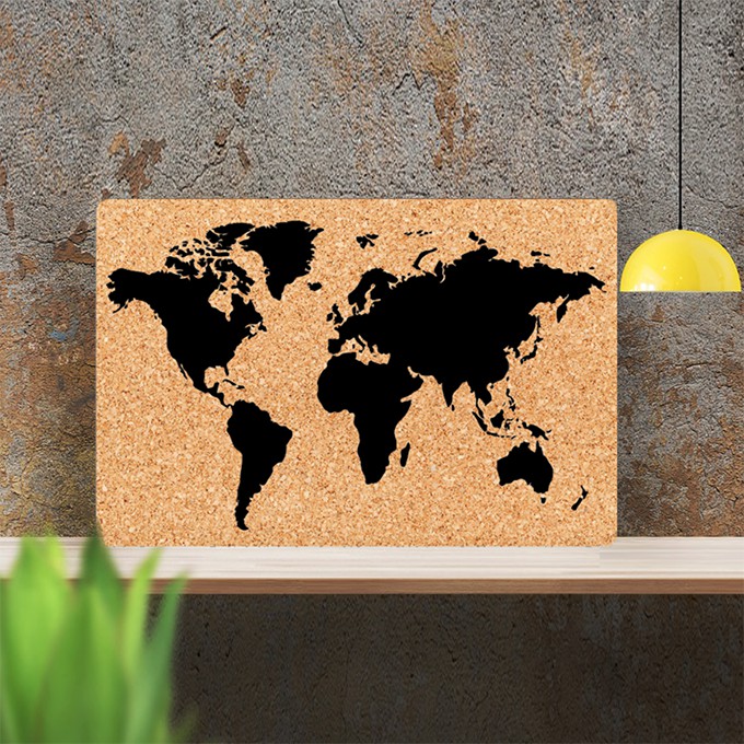 Cork World Map Pin Board Wall Art Black | Shopee Philippines