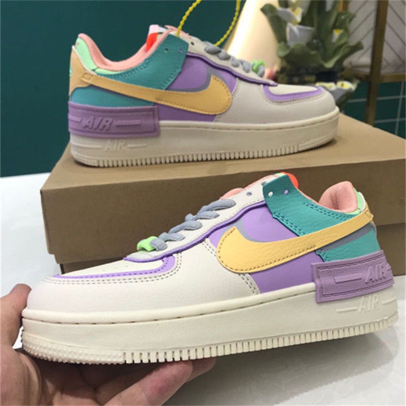 Air Force1 Shadow Af1 White and Green Pink Pixel Macaron Air Force ...