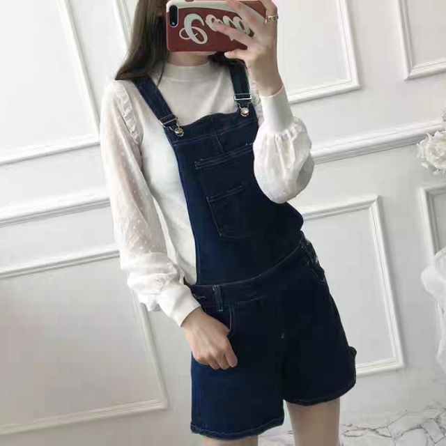 Korean plus size denim jumper short stretchable Shopee Philippines