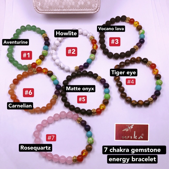 LANGING Adjustable 7 Chakra Bracelet - Natural Lava Rock & Healing Stone Beads For Energy Balance