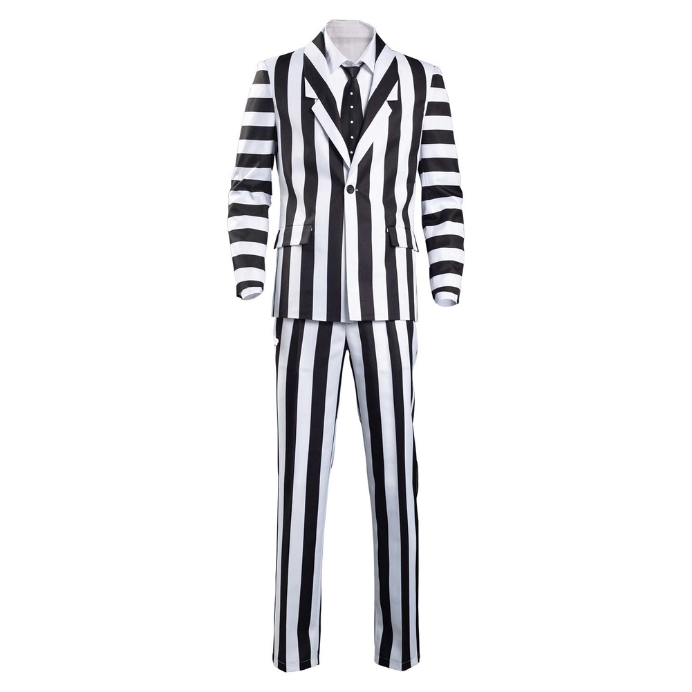 Beetlejuice Adam Cosplay Costume Men Black and White Striped Suit ...