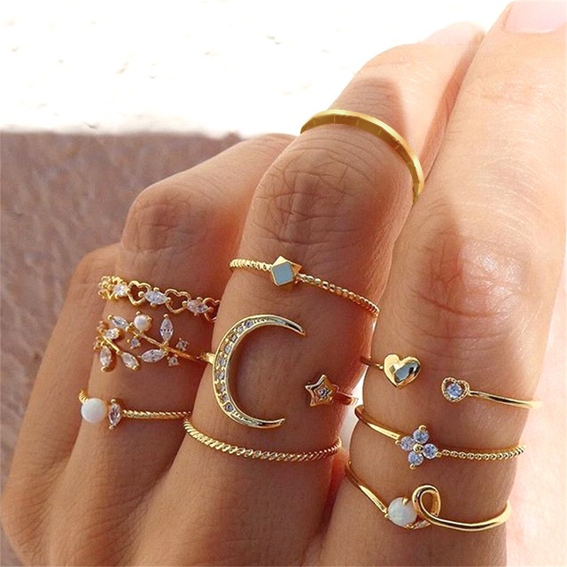 Women Fashion Boho Rings Bohemian Gold Ring Jewelry Gifts Shopee