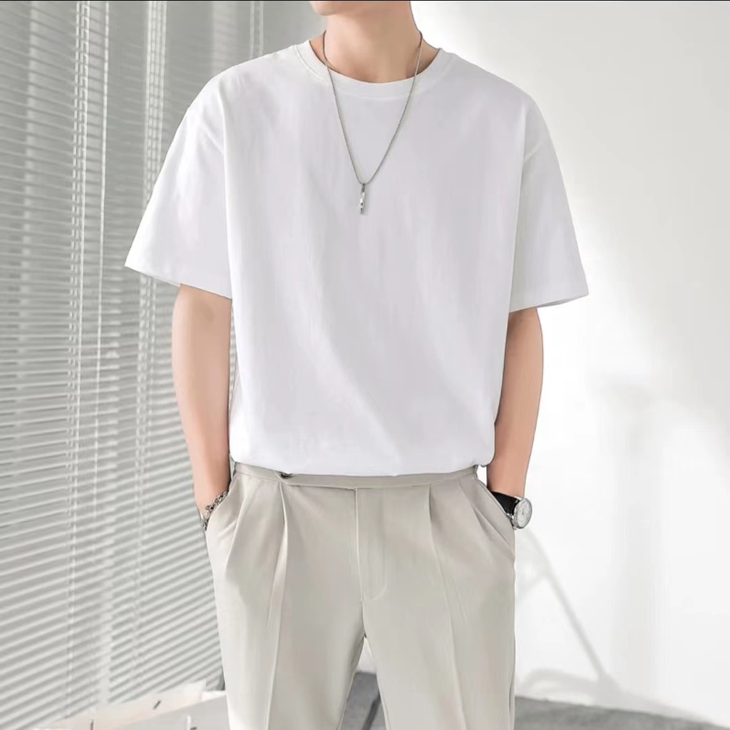 W&HUILISHI Cotton Plain Short Sleeve T-Shirt | Shopee Philippines