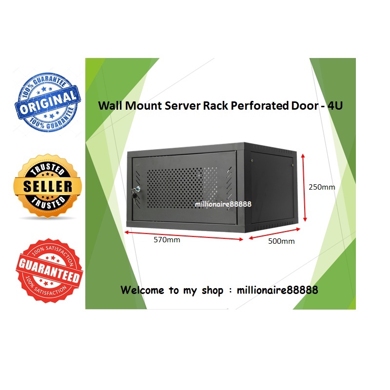 Server Rack 4U 6U Wall Mount Type with Perforated Door & 3 Power Socket ...