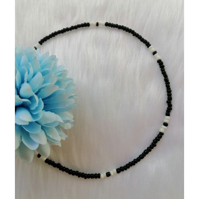 CHOKER NECKLACE Black White Colorful Bronze Beads