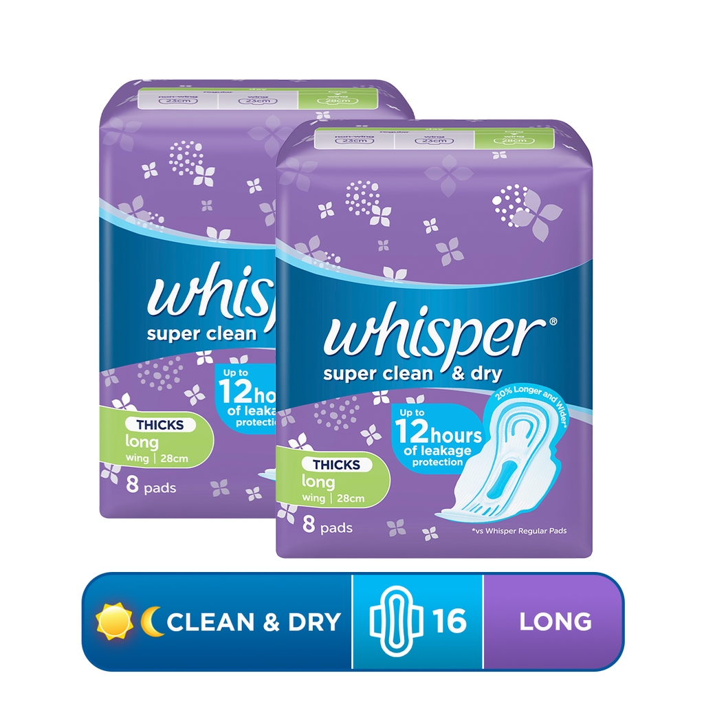 Whisper Super Clean & Dry Napkin [Heavy Flow] Wings 16 pads